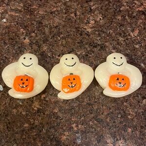 Vintage Ghost Halloween Candles Painted Jack-o-lantern Pumpkin Retro Classic